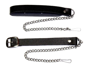 Black Fur Kilt Sporran Cross Chain 3 Tassels, Black Calf Hair Leather With Chain Belt 008